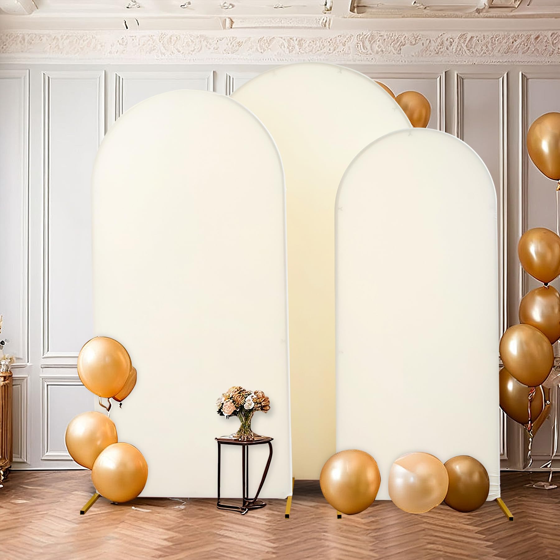 Hochzeitsbogen-Abdeckungen Aus Spandex – 2-teilig, Weiß, Dehnbar, Für Zeremonie & Feier (ohne Ständer), Größen 2,2x1,2m & 1,8x0,8m