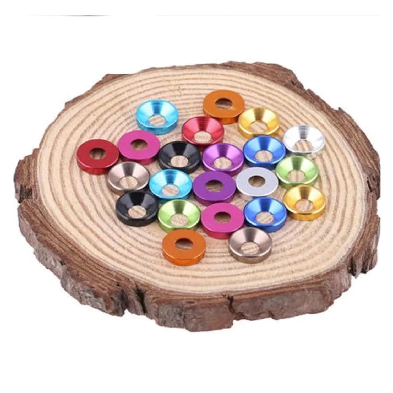 Aluminum Countersunk Washer M2 M2.5 M3 M4 M5 M6 M8 Colourful Anodized Countersunk Head Bolt Washers Gasket 10pcs/50pcs(Sliver,10PCS_M2)
