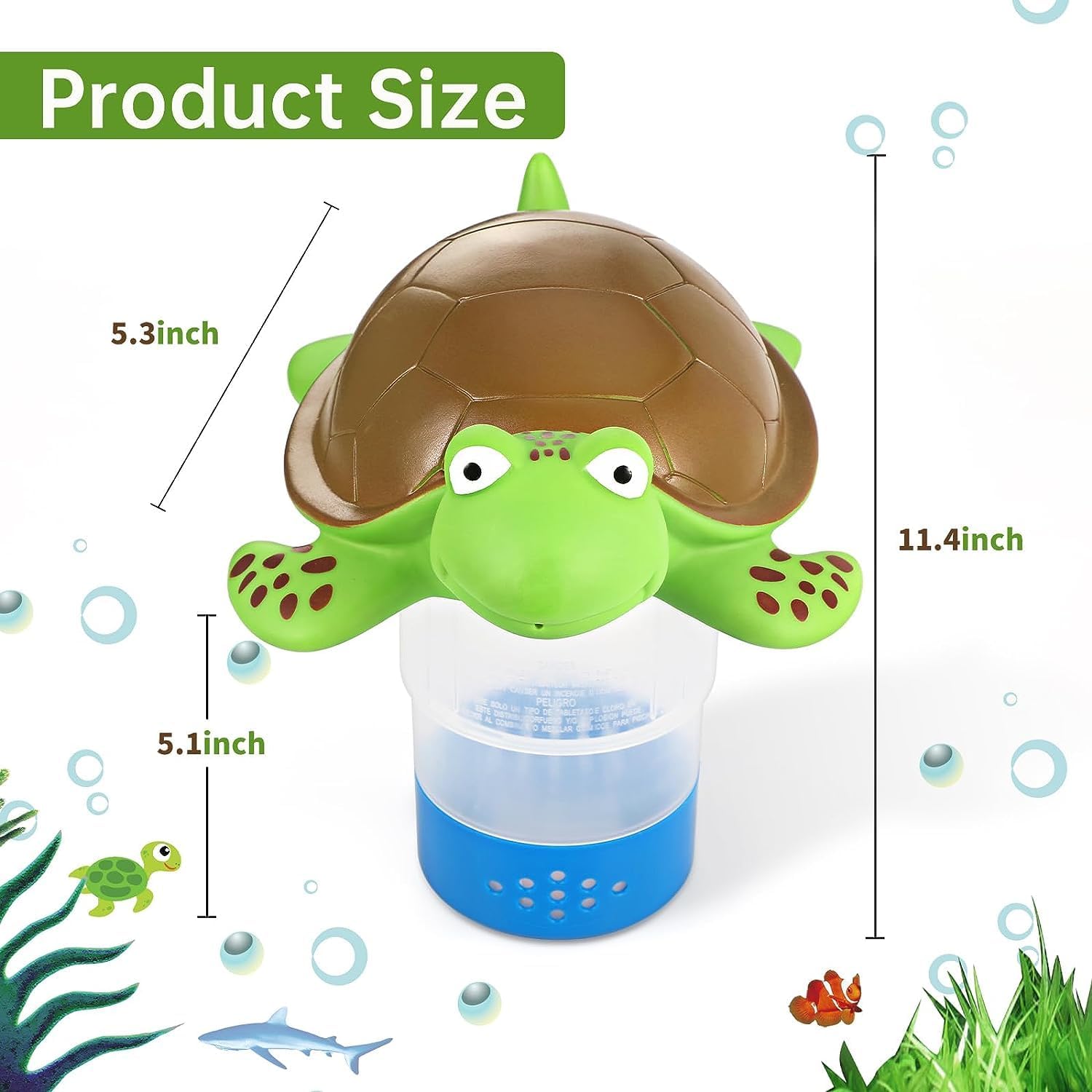 Turtle Floating Pool Chlorine Dispenser 2 in 1 kit, Collapsible Chlorine Floater,Anti-Corrosion Fits 3" Chlorine Tablets，Release Adjustable for Swimming Pool,Hot Tub SPA（2Pack