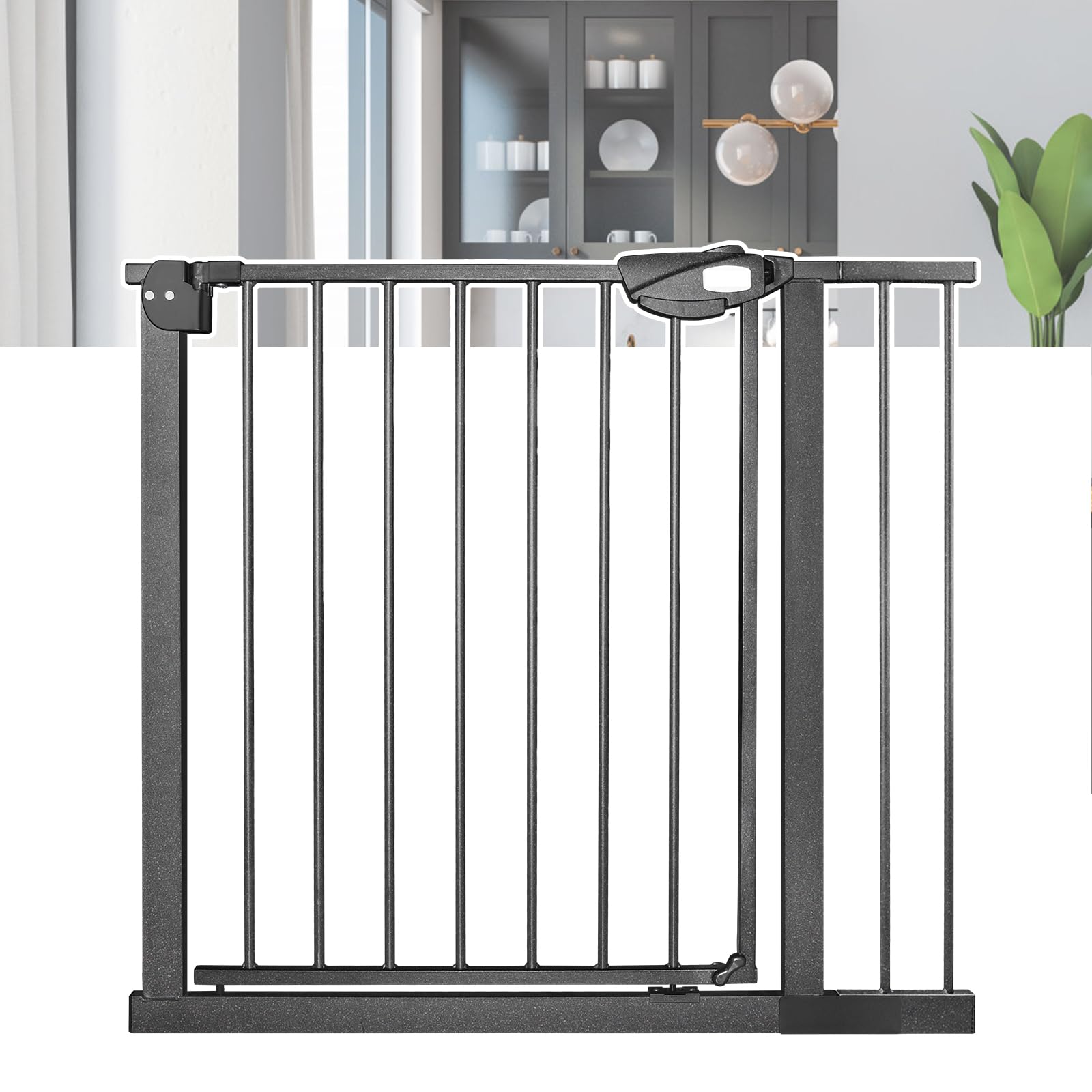 FIVMEN Cancelletto di Sicurezza per Bambini Cancello per Scale Cancello per Porta Senza Foratura Porta per Cani con Chiusura Automatica Cancelletti di Sicurezza per Porte e Scale 85-95 cm (Nero)