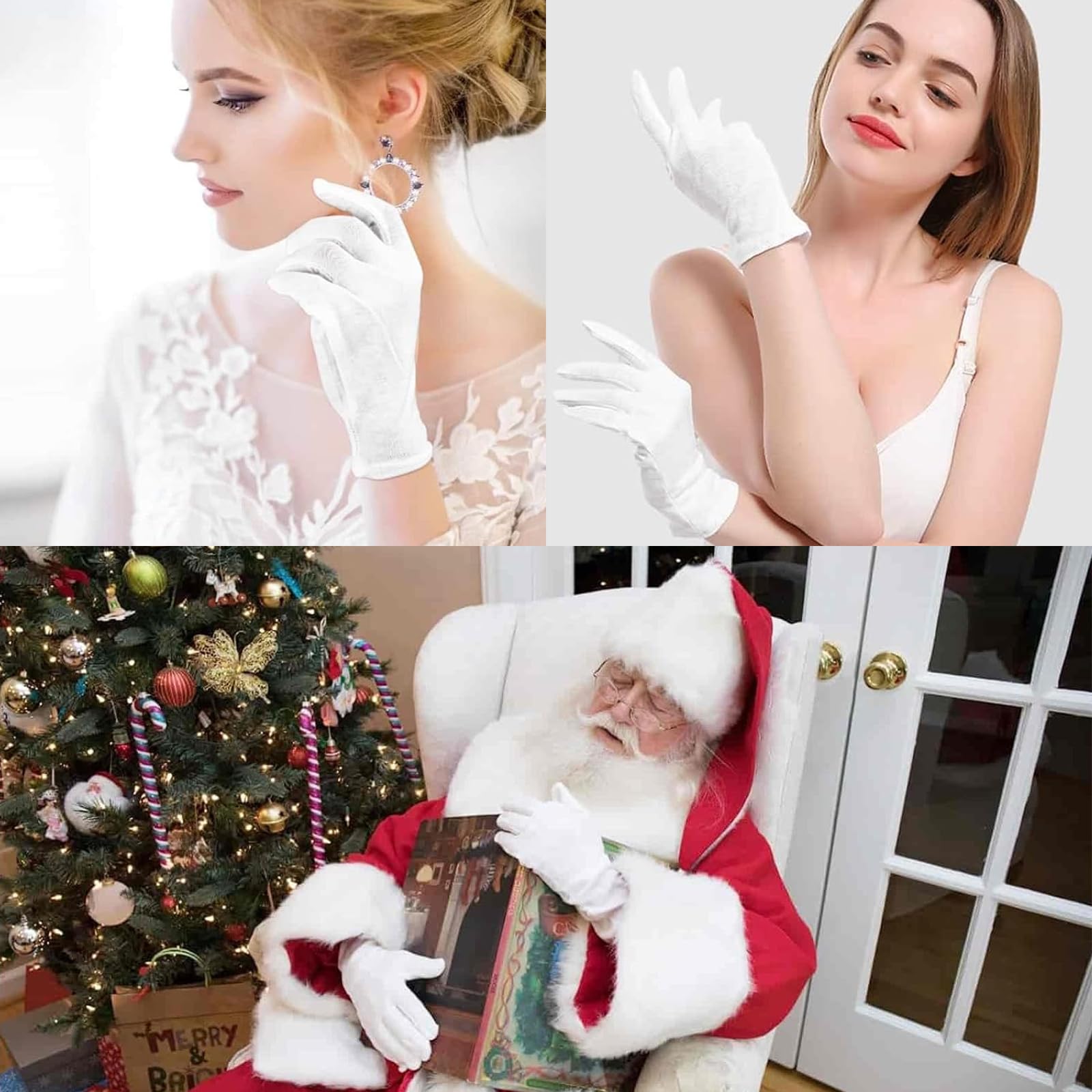 JNGTKL Cotton Gloves - 12 works, Washable, Stretch, for Men & Women, Allergy-Friendly - Protect Hands, Whit - Image 4