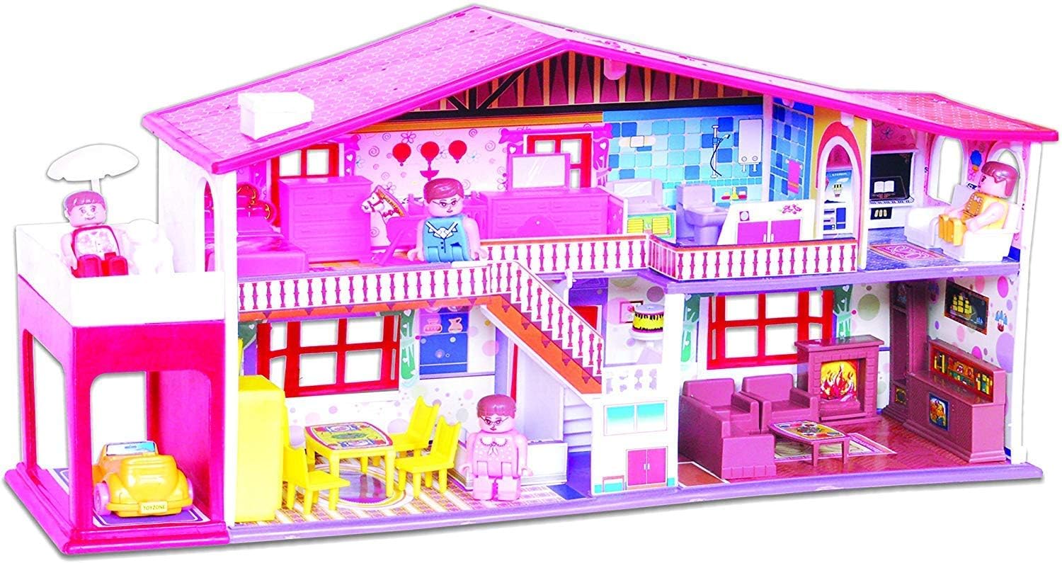 Assembled Doll House for Girls with Complete Furniture – Best Gift Idea (Deluxe Doll House 50 Pcs)
