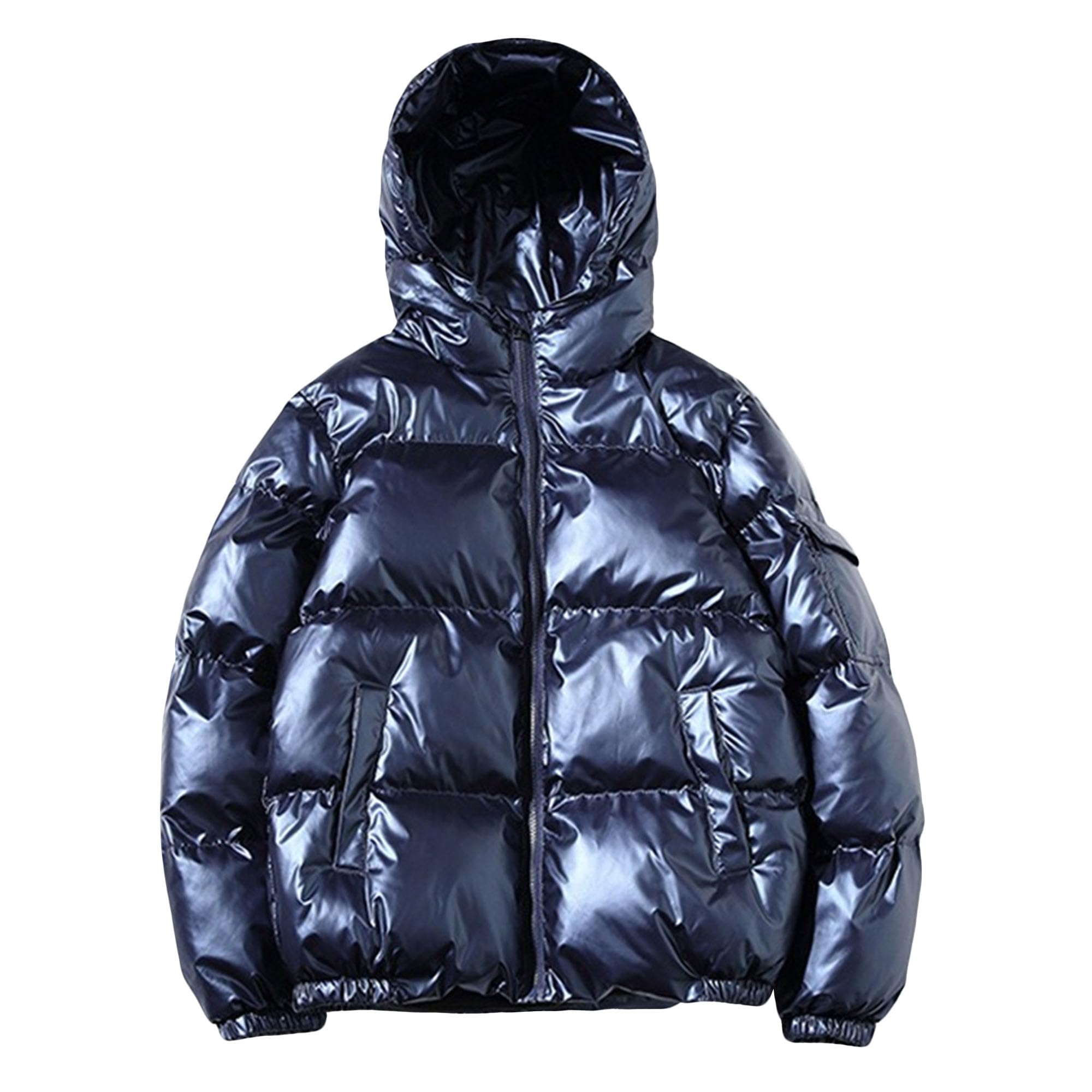Piumino da uomo con cappuccio e cerniera, trapuntato, caldo, imbottito, isolante, invernale, con tasche