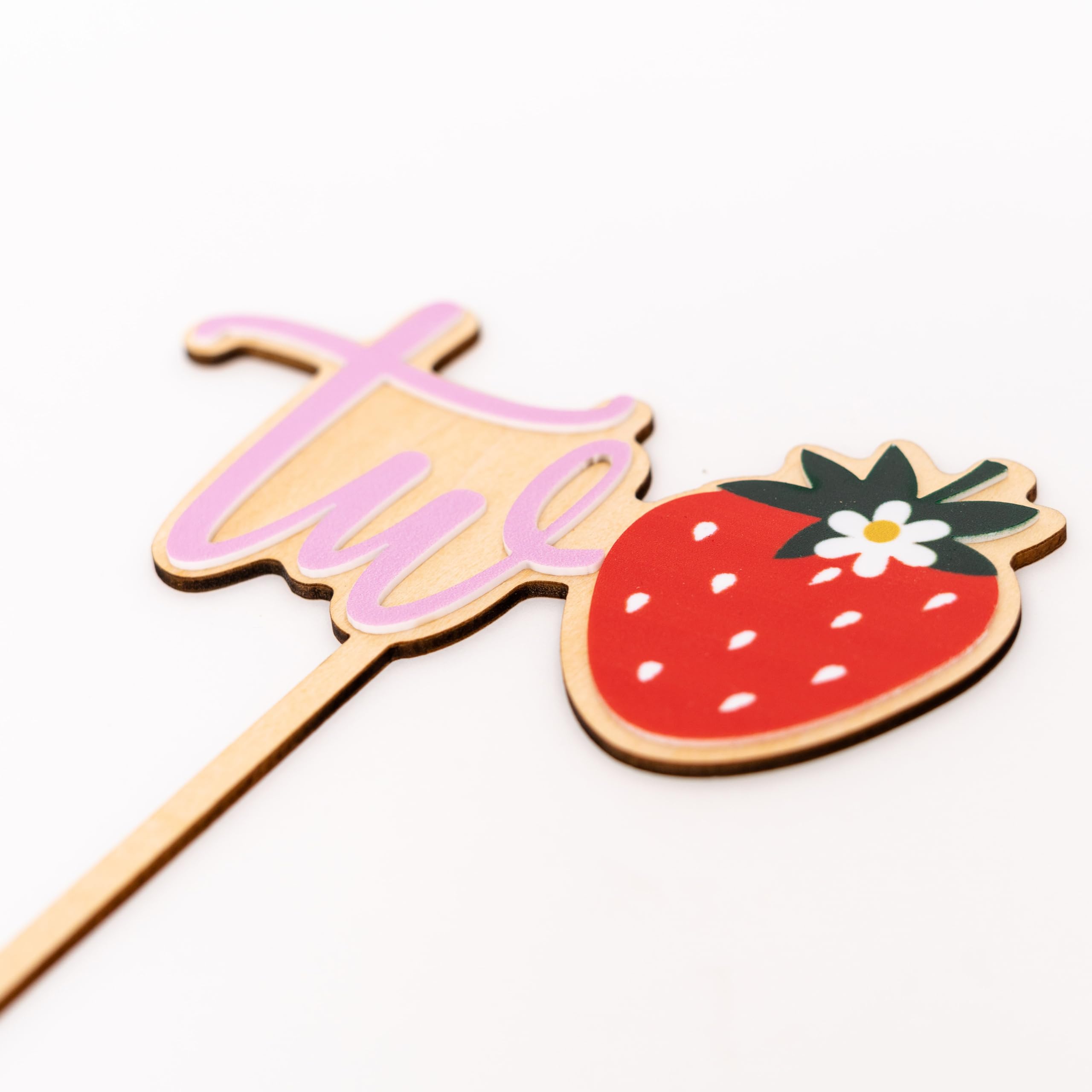 Strawberry Wooden Cake Topper - 1st Birthday Cake Decoration, Photo Prop, Sweet Party Supplies, Wooden Number One