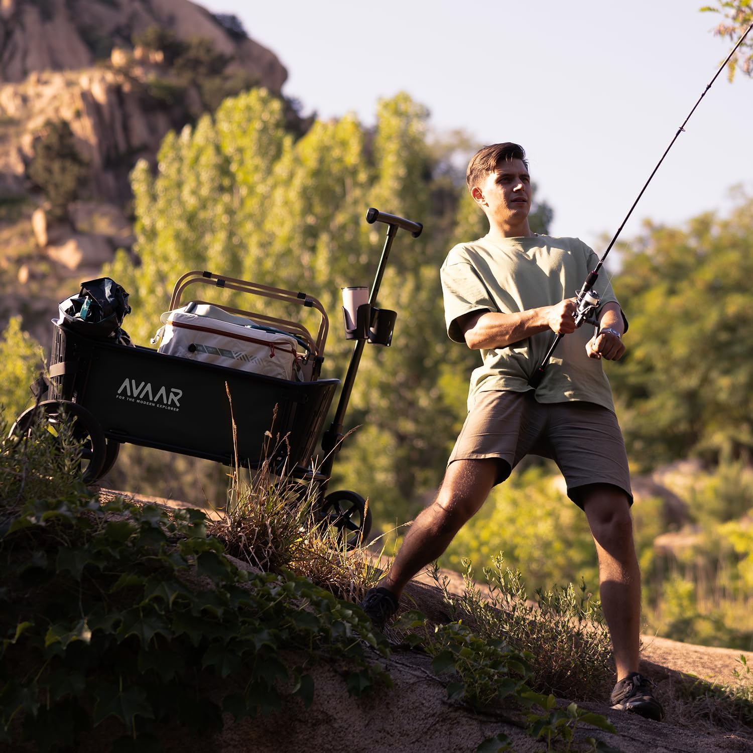 Go Anywhere 400lbs Large Capacity Collapsible Wagon Cart,Folding Utility Heavy Duty,All Terrain Big Wheels for Garden Camping Sports Outdoor Shopping, Black