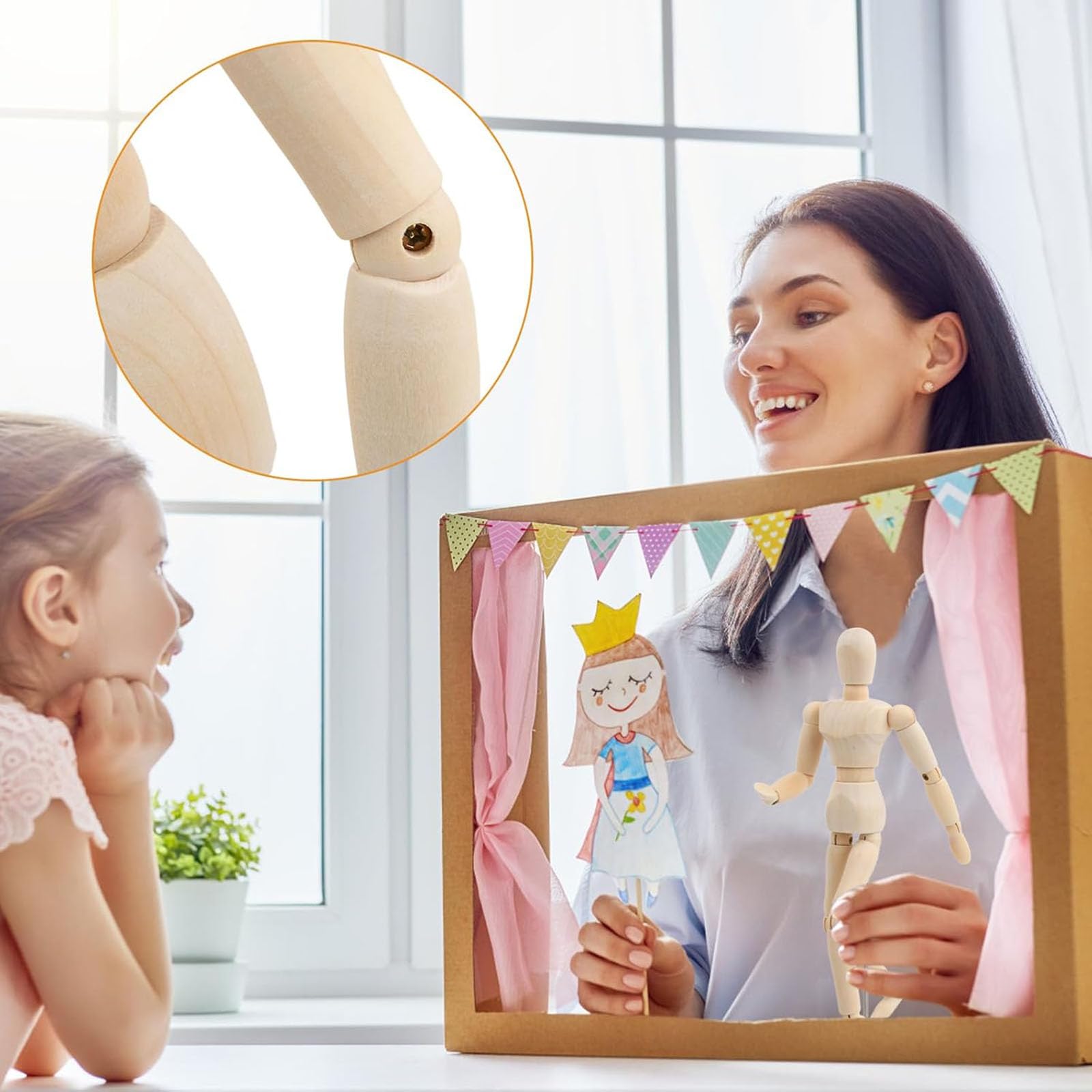 3 Stück Gliederpuppe aus Holz, Mannequins Gliederpuppe, Holzpuppe zum Zeichnen, Holzpuppe Menschlicher, Modellhand aus Holz Gliederpuppe, für Skizze Dekoration, Handwerk Tischdeko