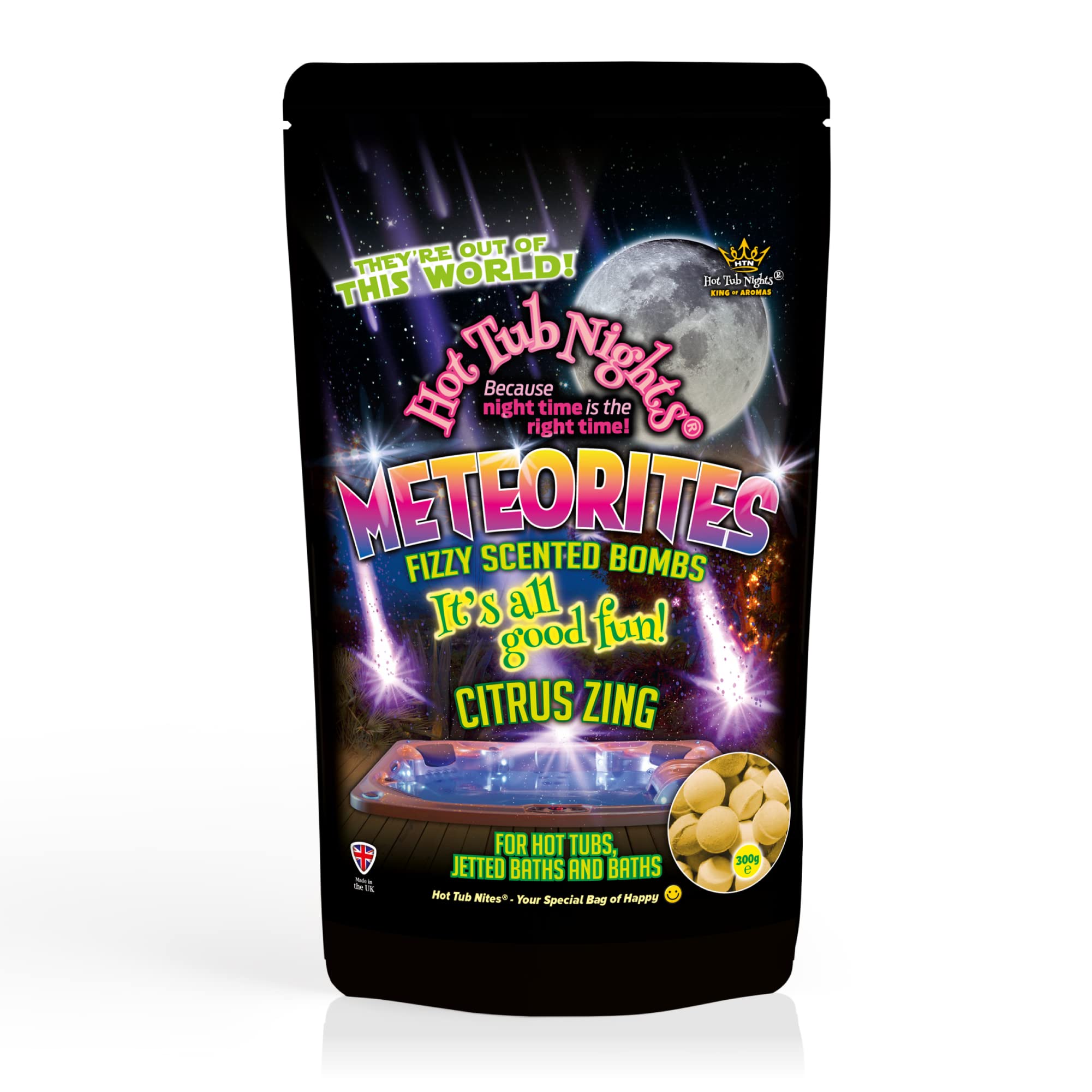 Hot Tub Nights Aromatherapy Meteorites, Fizzy Scented Bombs Citrus Zing 1 x (300g)