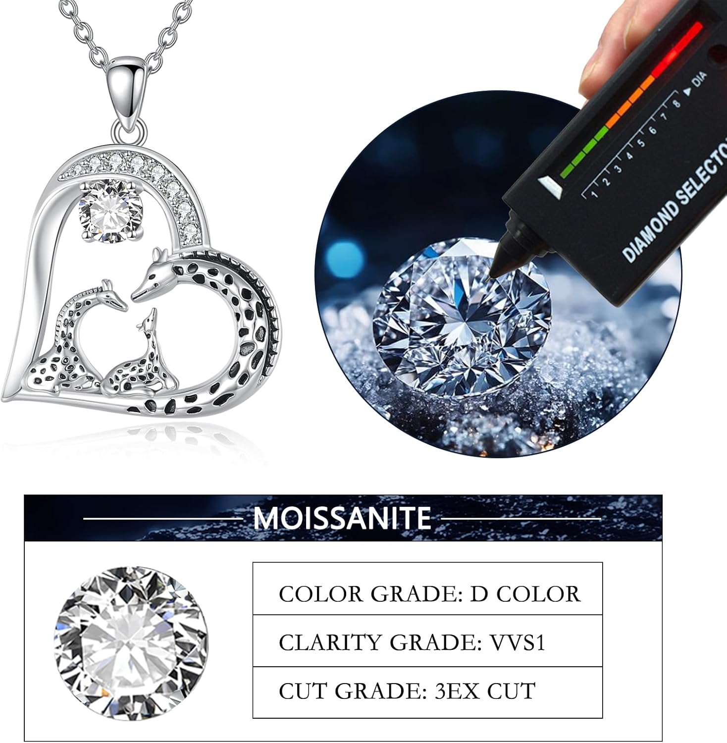 Moissanite Animal Necklace Sterling Silver Cute Animal Pendant Jewelry Gifts for Women - Image 6