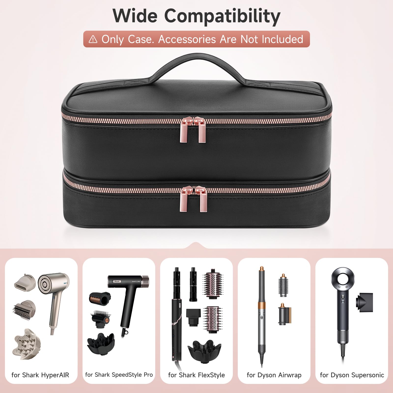 Double-Layer Hair Dryer Travel Case and Hair Tool Storage Organizer