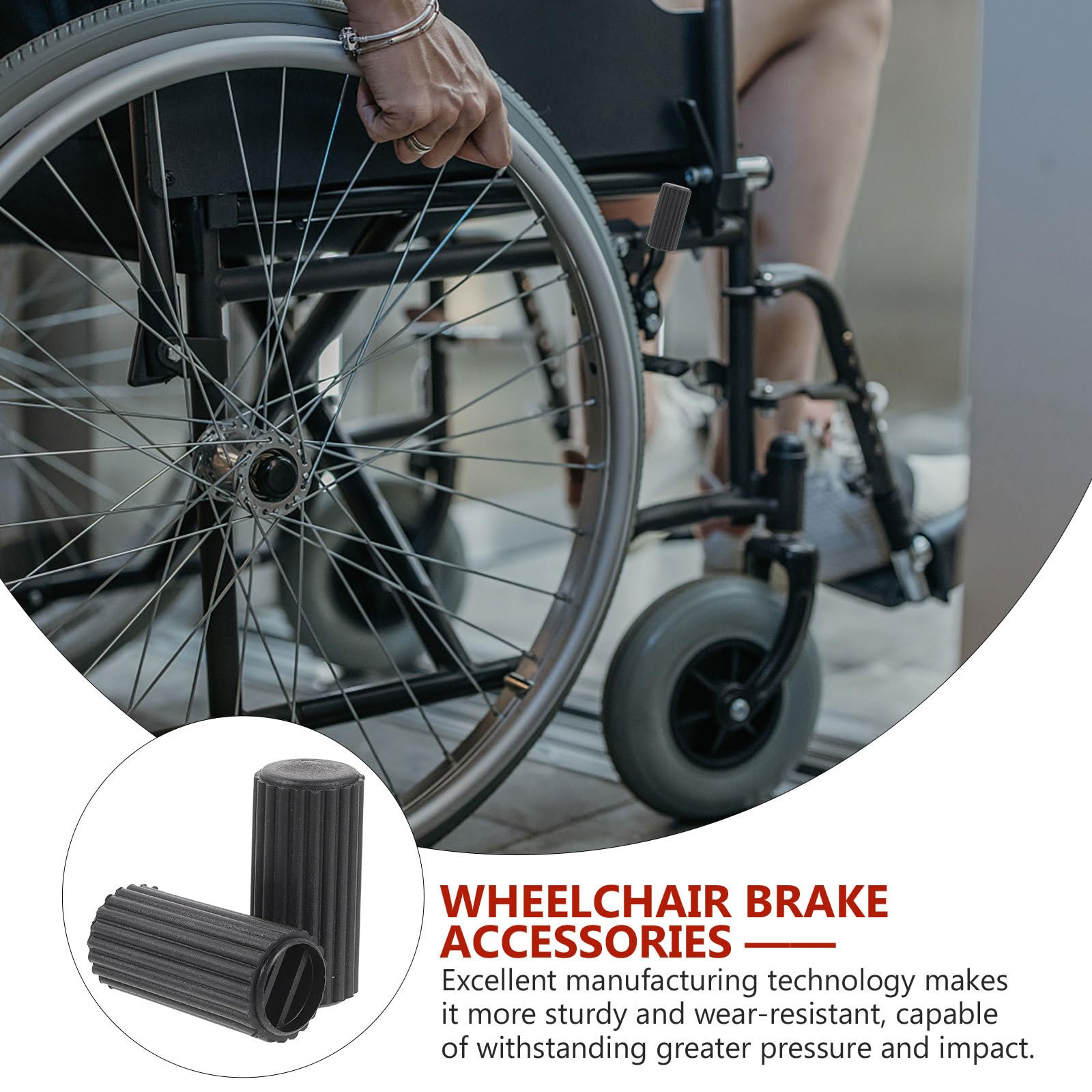 FOMIYES 4pcs Wheelchair Brake Sleeve Bike Brake Covers Bike Accessories Brake End Grip Wheelchair Parts Bike Brake Caps Brake End Gadget Bike Brake End Wraps Bike Brake Gears Bike Supplies - Image 2