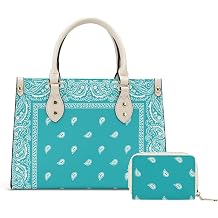 Bandana Vintage Print Women'S Handbag Fashion Makeup Bag Large Capacity Leather Shoulder Bag Matching Purse