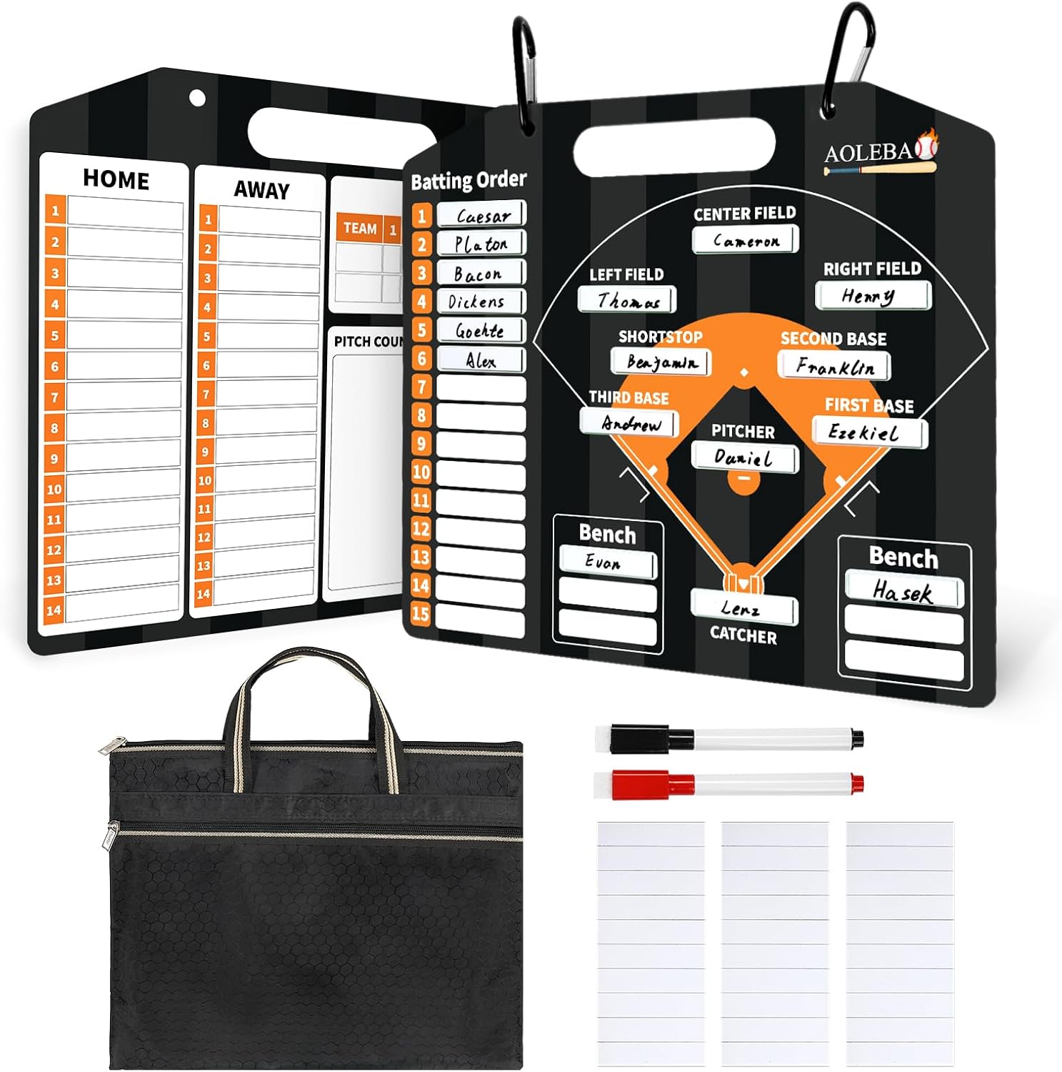 AOLEBA Baseball Lineup Board for Dugout,Dry Erase Magnetic Metal Baseball Clipboard for Coaches