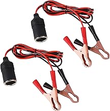2pack Cigarette Lighter Battery Adapter - Female Cigarette Lighter Socket to 12v Battery Alligator Clips for Auto Car Battery Clamp to Cigarette Lighter Plugs Charge Extension Cable Cord