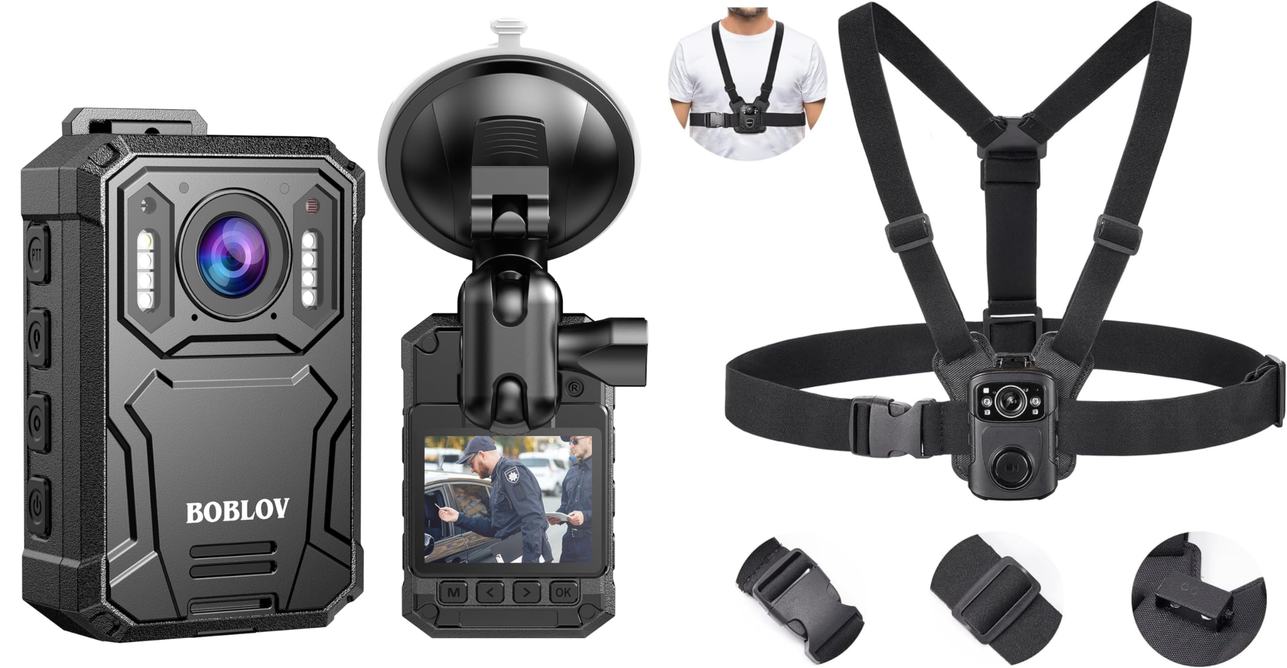 BOBLOV KJ23Pro 2K 128GB Body Camera and Dual Shoulder Mount