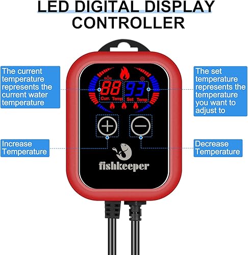 Miniatura 2 de Calentador de acuario, calentador de tanque de peces ajustable de 1000 W con controlador de pantalla digital, calentador de agua sumergible con