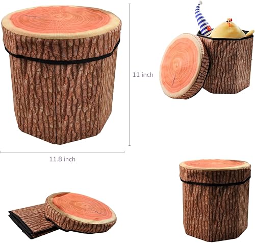 Miniatura 3 de CHEFAN Taburete de almacenamiento de frutas, bonita caja de juguetes plegable con cojín de espuma, baúl de almacenamiento plegable