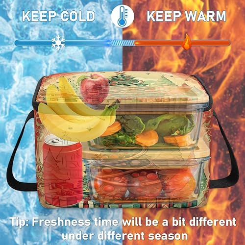 Miniatura 6 de Winter Christmas Theme Pattern Insulated Lunch Bag Women Reusable Lunch Tote Square Meal Bag for Adults Men Cooler Lunch Box for Work Travel Picnic