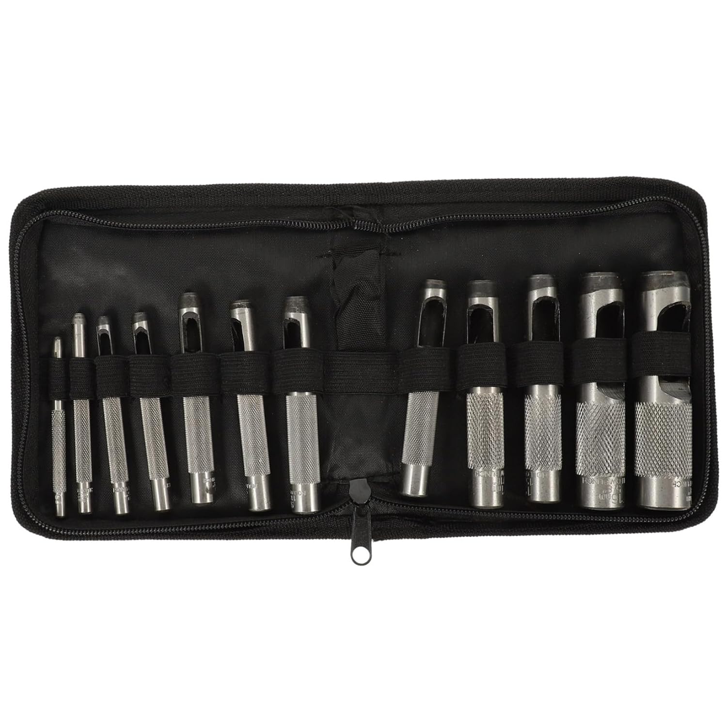 Operitacx 12pcs Leather Hole Punch Set Belt Hole Cutter Round Punch Tool for Watch Bands Straps with Steel Punchers 3-19mm for Leather Craft and DIY Industrial Use