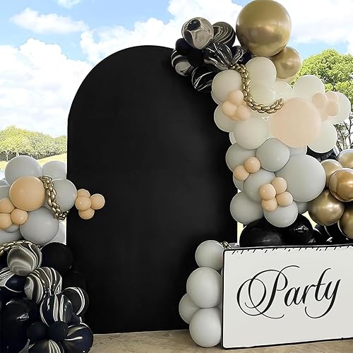 Miniatura 5 de OldPAPA Spandex Fitted Wedding Arch Cover 7.2FT Pink Arch Backdrop Cover, Round Top Chiara Backdrop Stand Covers for Wedding Birthday Party Baby