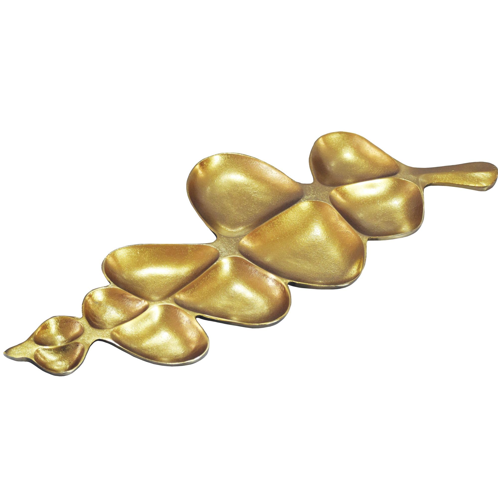 WOHNLING Misa Dekoracyjny Kształt Liścia 60,5x17,5x3 cm Aluminium Złota