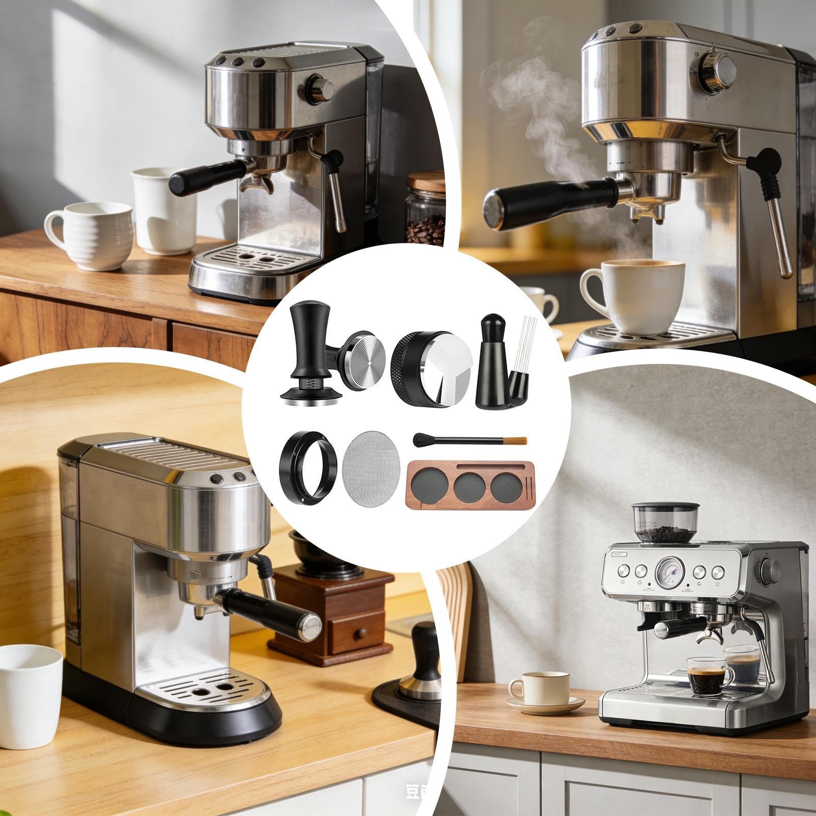 Zestaw Tłoczek do Espresso Przenośny Dystrybutor i Polewacz do Kawy | 51 mm Akcesoria do Ubijania Espresso dla Domu Kuchni Jadalni Apartamentu Kawiarni Hobbystów