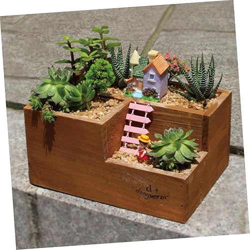 Miniatura 2 de NOLITOY 2 Pcs 3 Succulents Plants Succulent Planters Decorative Planters Wooden Organizer Wooden Flower Pot Jewelry Organizer Compartment Succulent