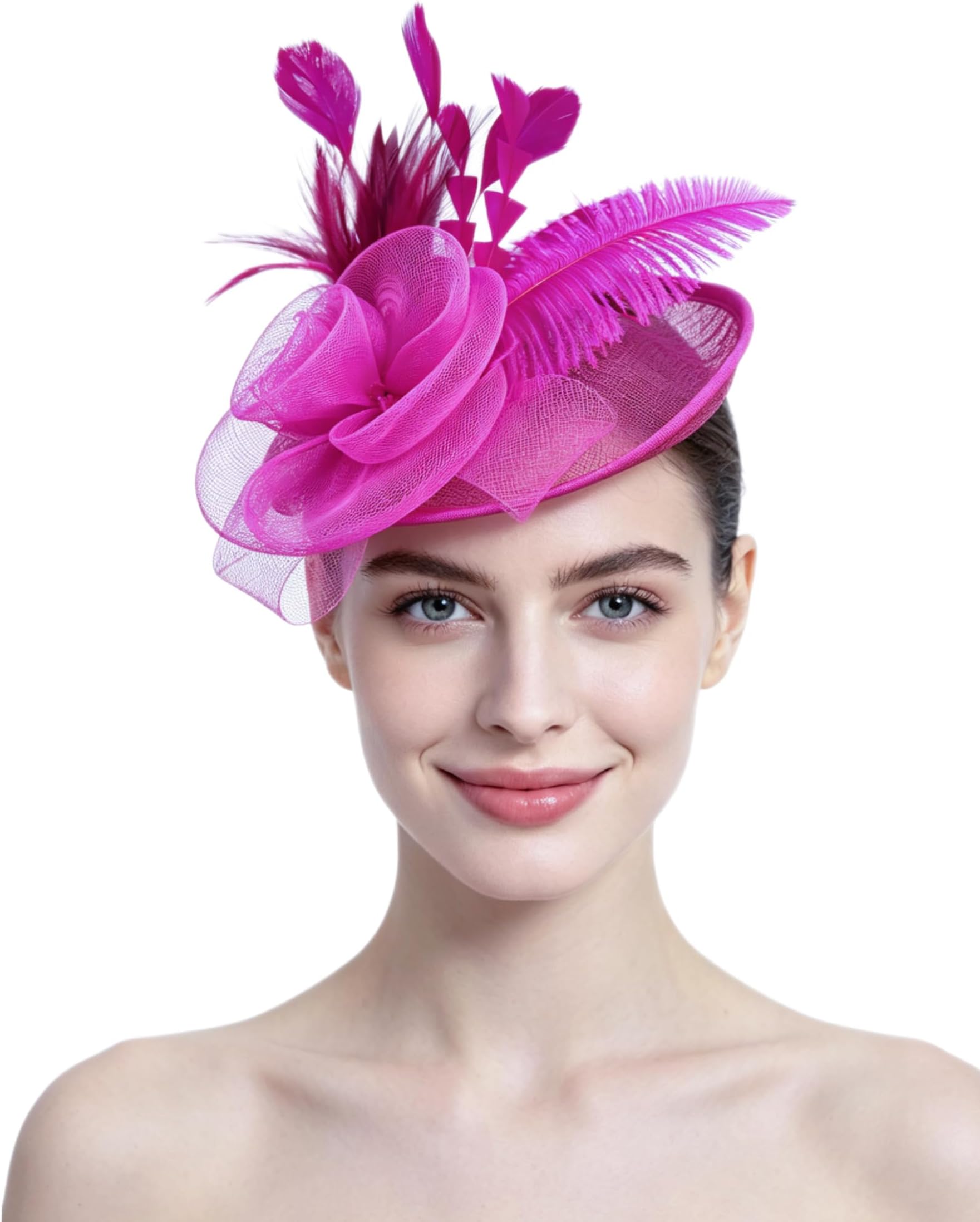 SAFERIN Women's Fascinators Feathers Tea Party Hat Veil Headband with Hair Clip for Cocktail Church