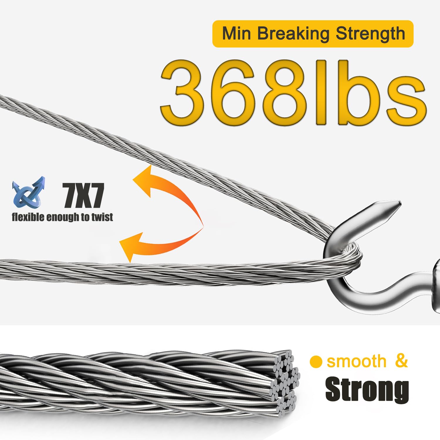 1/16" Stainless Steel Wire Rope, 100FT Stainless Steel Cable