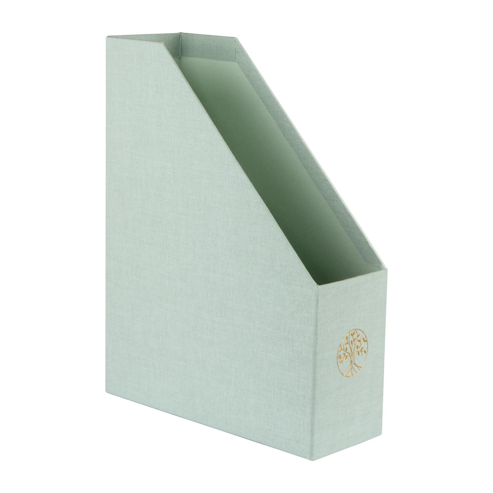 Clairefontaine 116237C – stojak na czasopisma Arbre de Vie na tle Toile du Marais w kolorze celadon – karton – 25 × 10 × 32,5 cm – home office – kolekcja Inspire