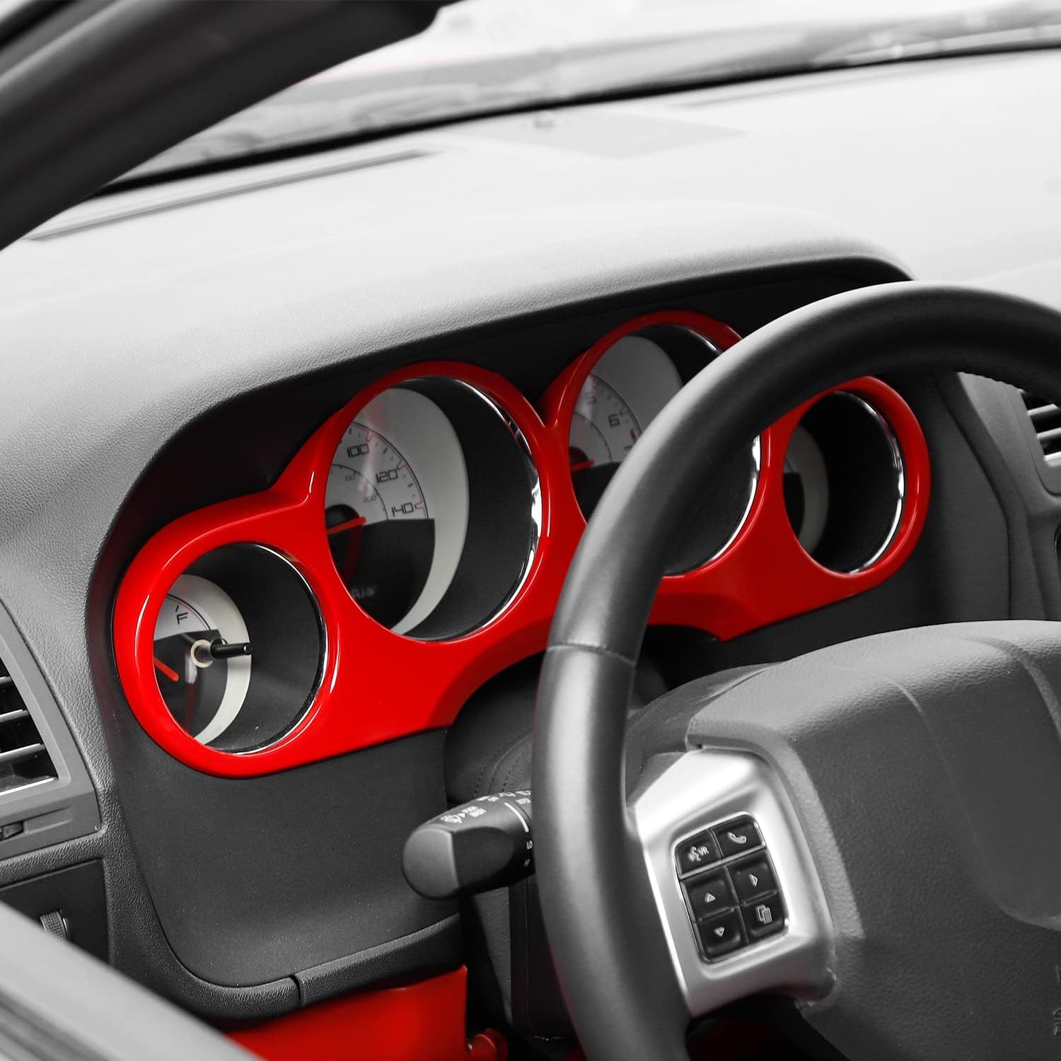 Linskip Dashboard Trim Fit for 2010-2014 Dodge Challenger, Dash Instrument Frame Cover for Dodge Challenger Interior Accessories(Red)