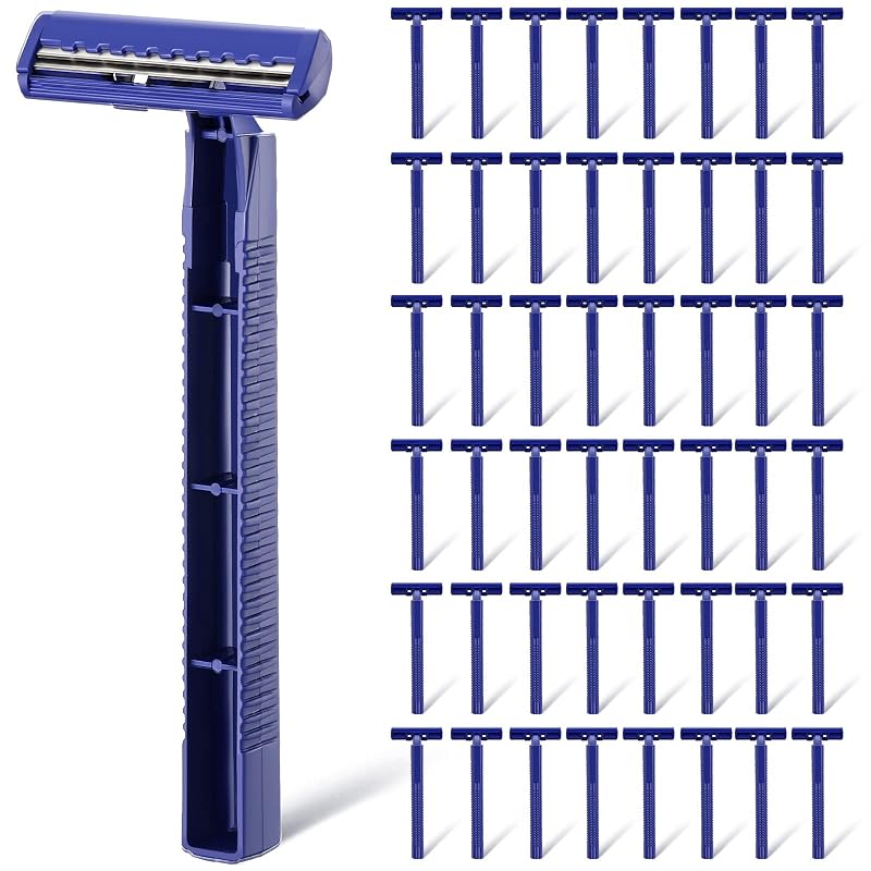 Aparelhos de barbear descartáveis Chumia com duas lâminas, Azul Royal, pacote com 50