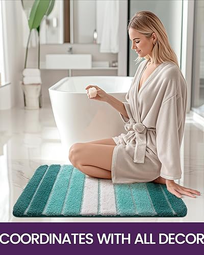 Miniatura 8 de DEXI Tapetes de baño de microfibra absorbente de 20 x 32 pulgadas, secado rápido, alfombras de baño lavables con respaldo antideslizante para suelo