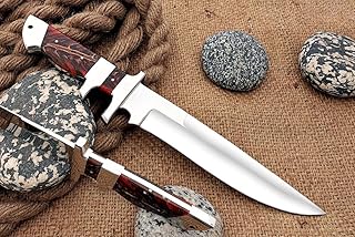 KE-01118-HK Custom and Handmade D2 Steel Hunting Knife with Double Steel Guard and Bolster and Resin Handle with Leather Sheath