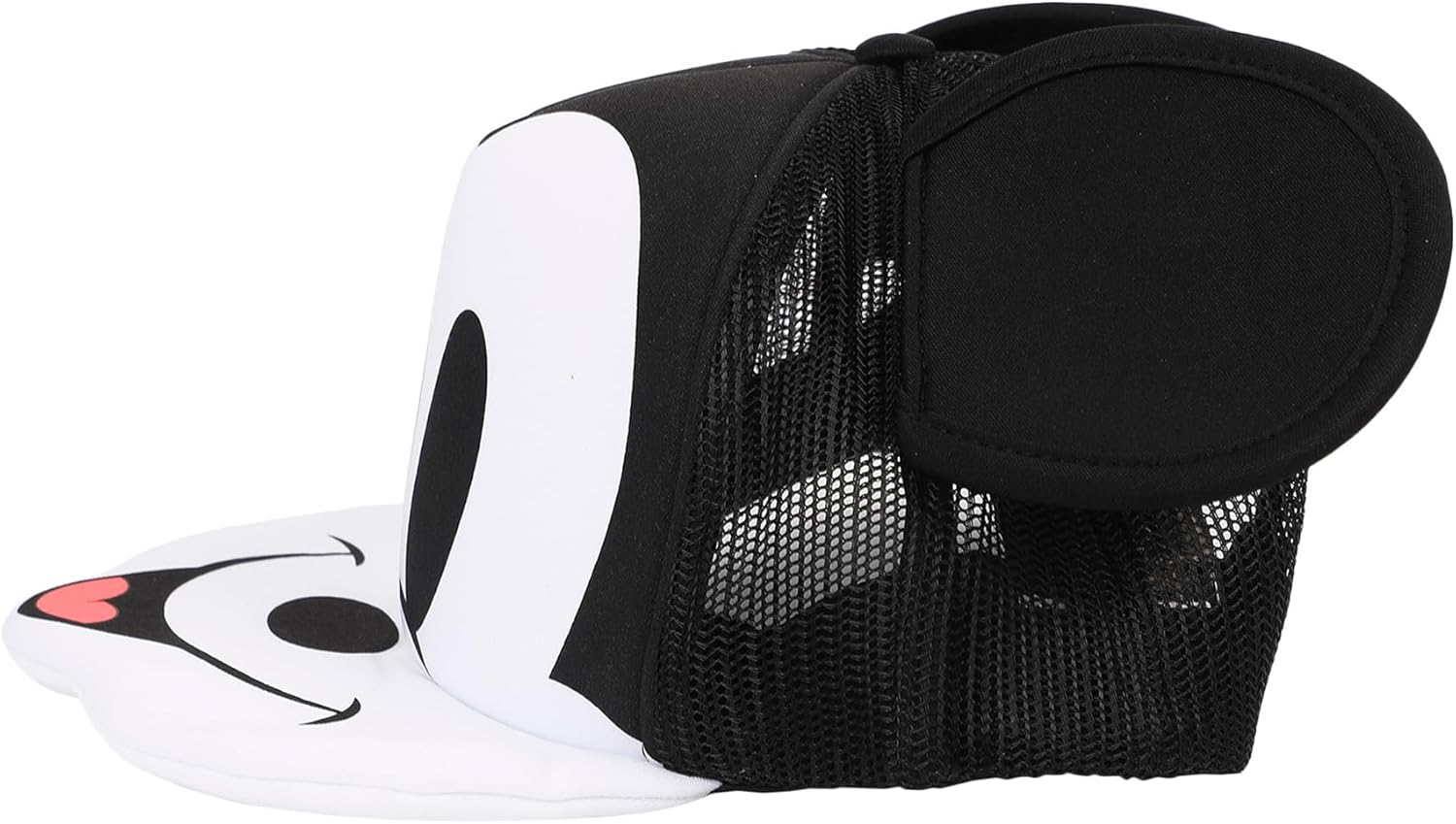 Bioworld Mickey Mouse Die Cut Bill and Ear Applique Nylon and Mesh B5 Trucker Hat Snapback