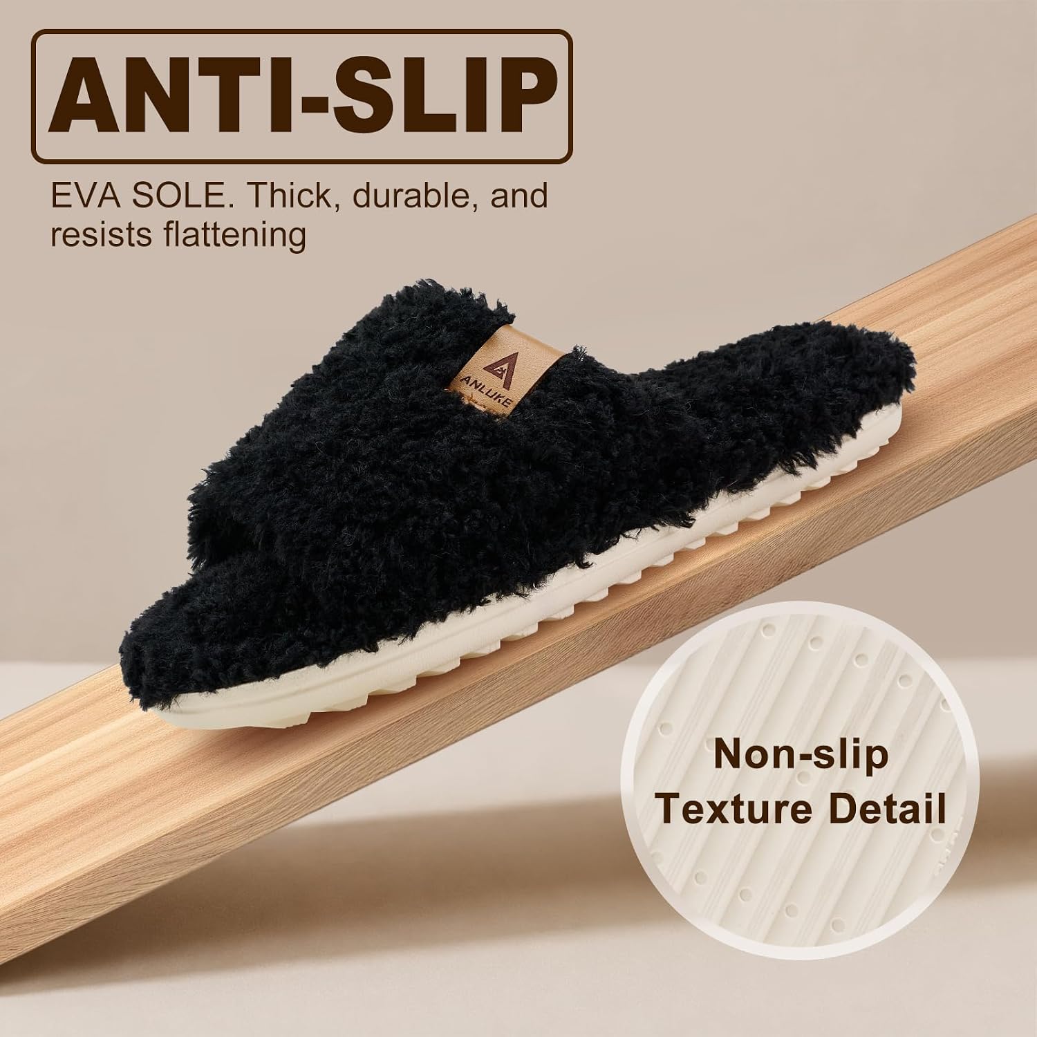 Women's Fuzzy Open Toe Slippers with Memory Foam