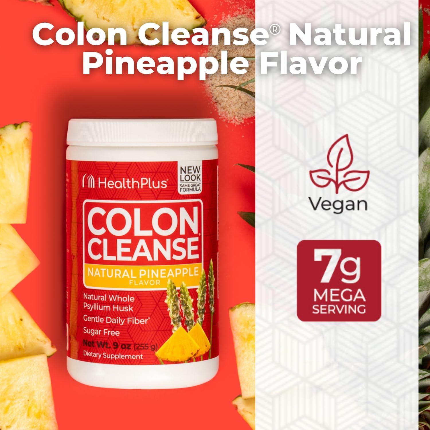 Health Plus Colon Cleanse Digestive Support | No Artificial Flavors | Daily Fiber for Toxin Elimination to Reduce Bloating | Psyllium Husk | Pineapple Flavor | 9 Ounces, 36 Servings - Image 3