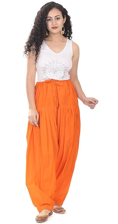 NATHAWAT Women’s Regular Fit Cotton Salwar – Orange