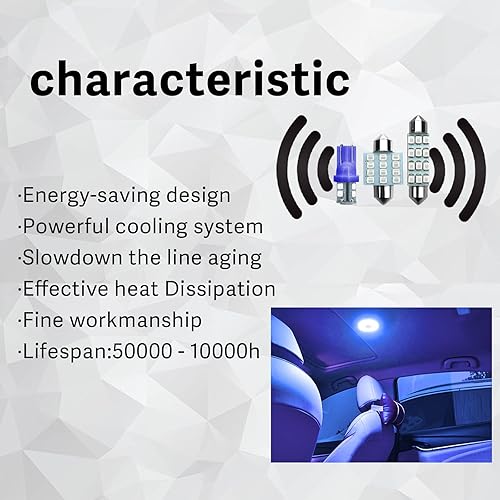 Miniatura 3 de Juego de 24 bombillas de cúpula para el interior del automóvil, luces de cúpula, luces de placa, luces de mapa, luces de puerta, licencia, luces