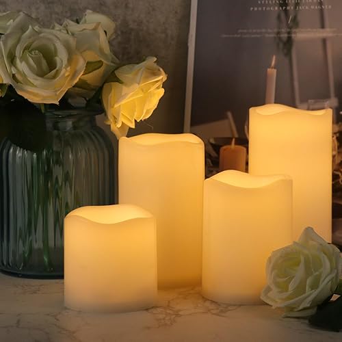 Miniatura 7 de Eldnacele Velas parpadeantes impermeables sin llama con control remoto y temporizador, funcionan con pilas, velas LED blancas para interiores y