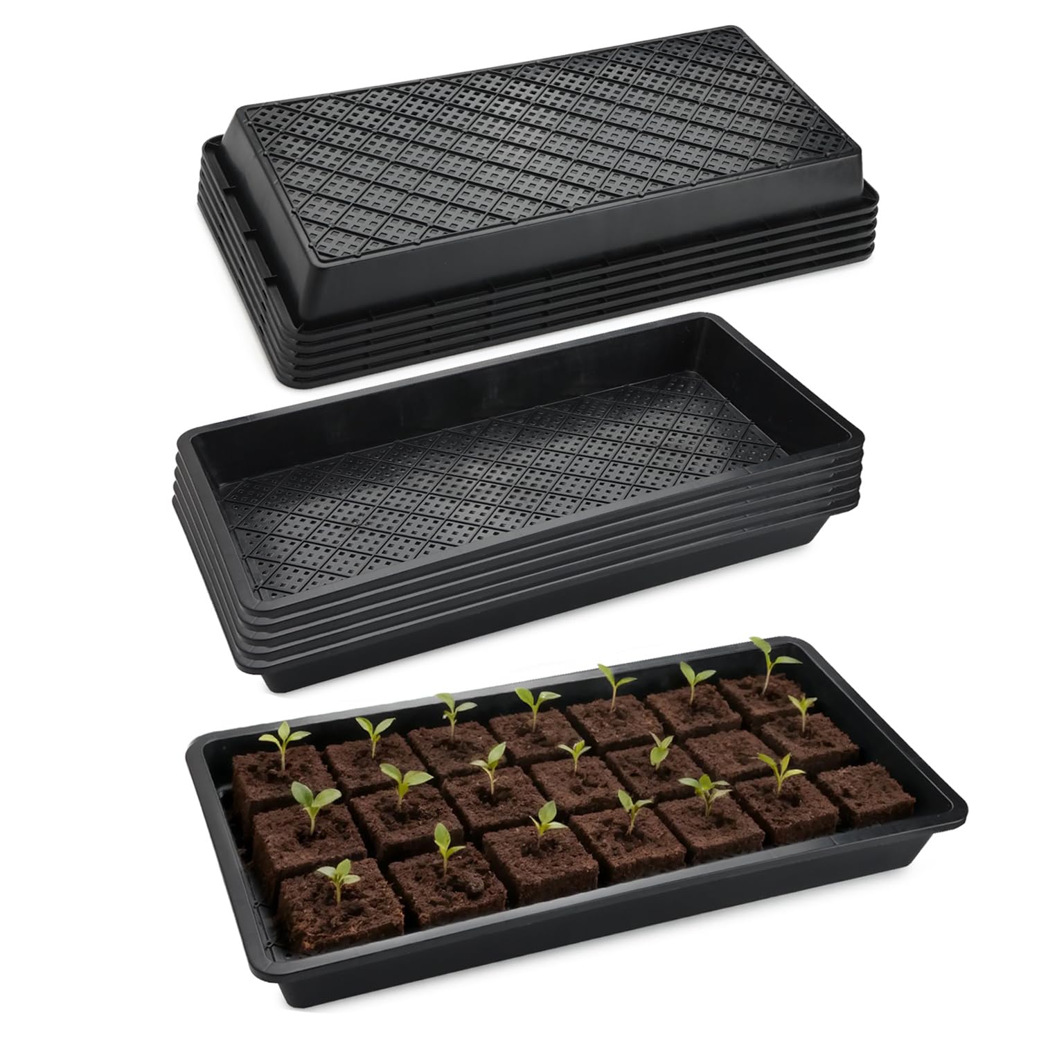 10 Pack 1020 Mesh Trays, Extra Strength 1020 Mesh Bottom Trays with Holes, 20'' x 10'', Heavy Duty Propagation Flats for Microgreens, Seed Starting, Soil Blocks, Hydroponics & Wheatgrass-picture-21