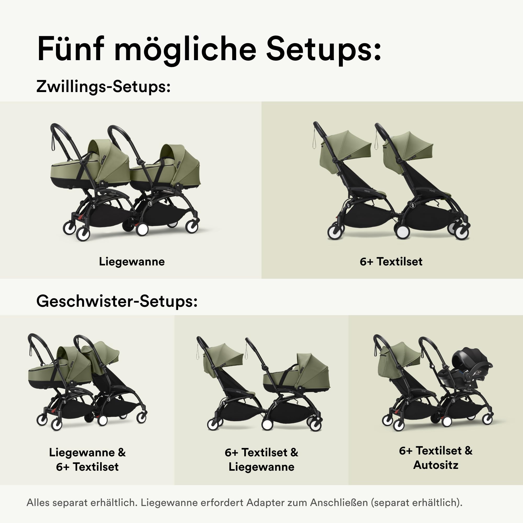 Stokke YOYO connect, Schwarz - Verwandle deinen YOYO in einen Doppelkinderwagen - Perfekt für Zwillinge oder Kinder mit kleinen Altersunterschieden