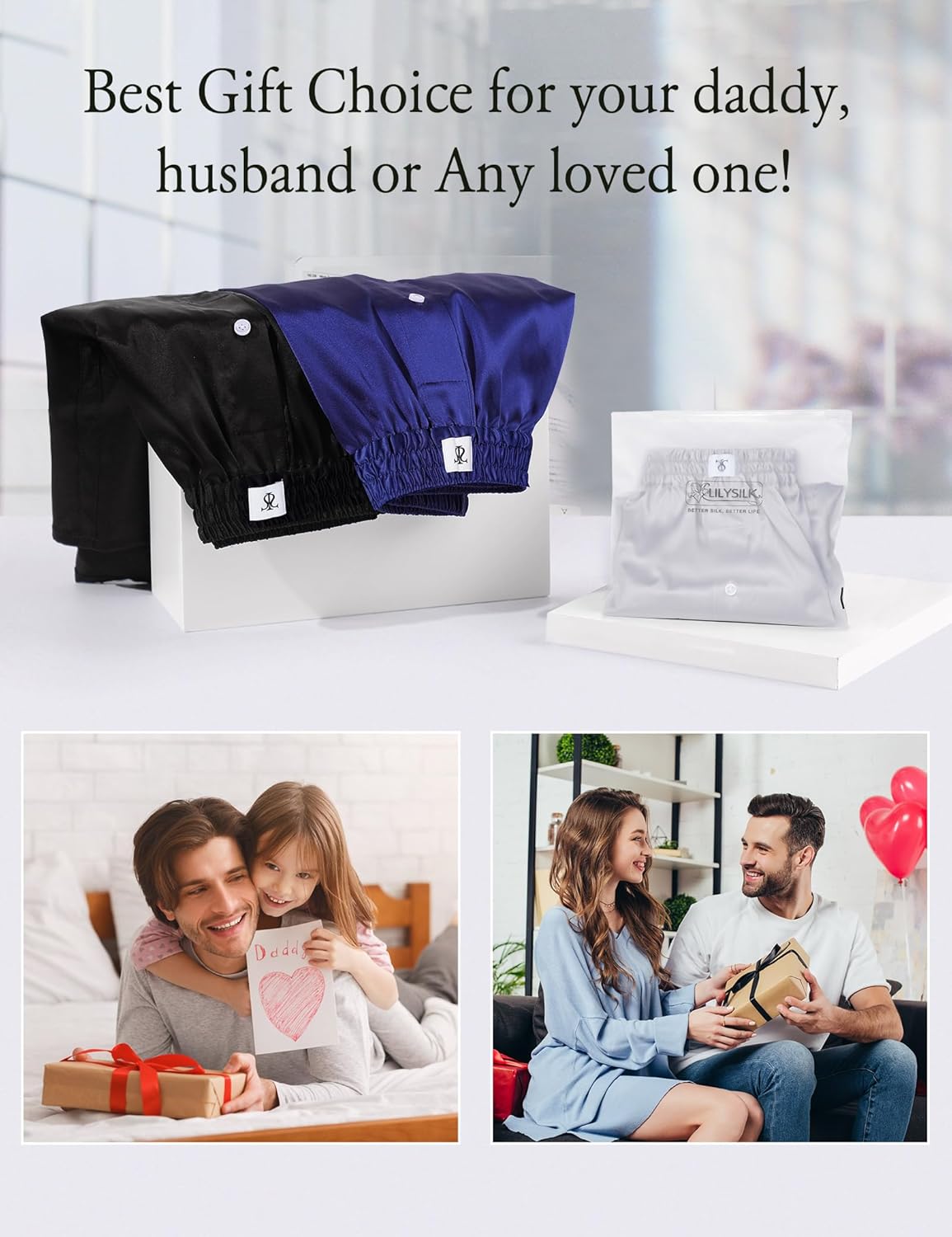 LilySilk Silk Boxers Mens Breathable Real Mulberry Underwear 6A Grade Royal Shorts Combo Pack, Silk Sleep Lounge Bottoms - Image 6