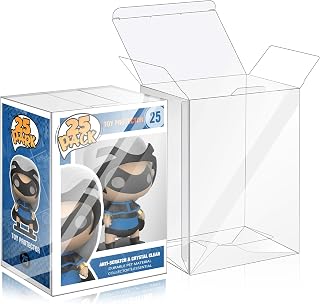 Vinyl Figure Protector Cases for 4 Inch Collectibles, 0.38mm Heavy Duty Crystal Clear Stackable Display Box with Locking Tab, Scratch Resistant PET Plastic Storage (Clear, 25-Pack)