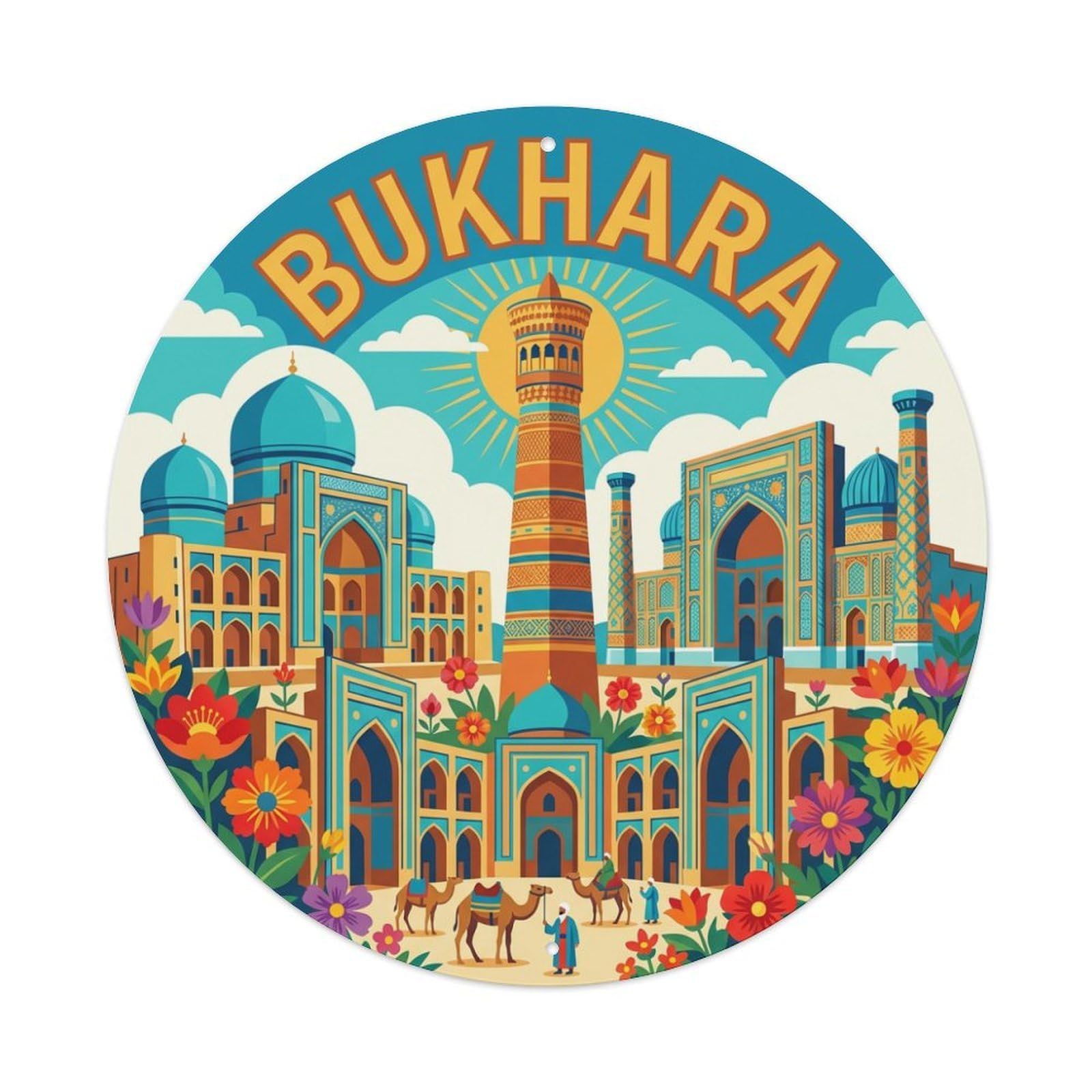 Retro Travel Uzbekistan Bukhara Metal Tin Sign