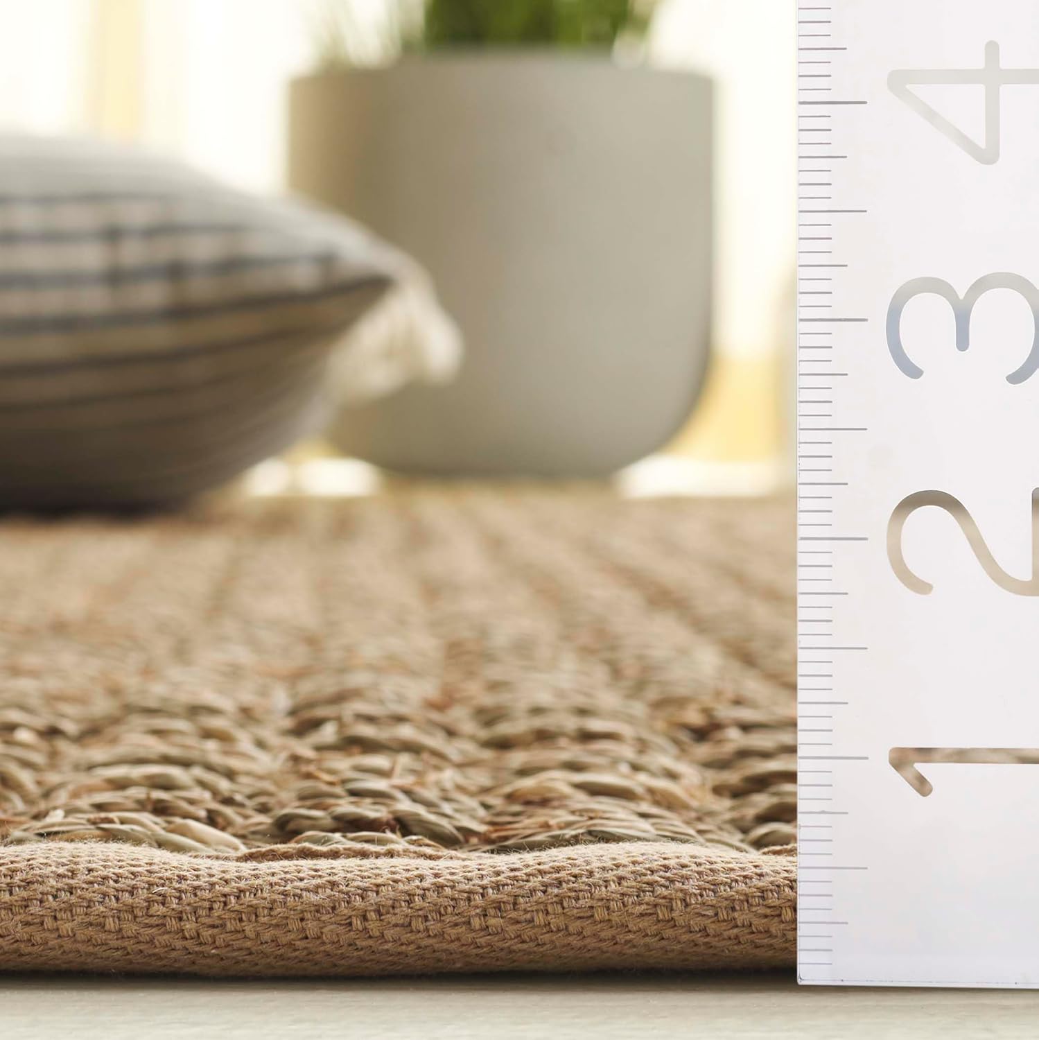 SAFAVIEH Natural Fiber Collection Runner Rug - 2'6" x 6', Natural & Beige, Seagrass, Basketweave Pattern with Border (NF114A)