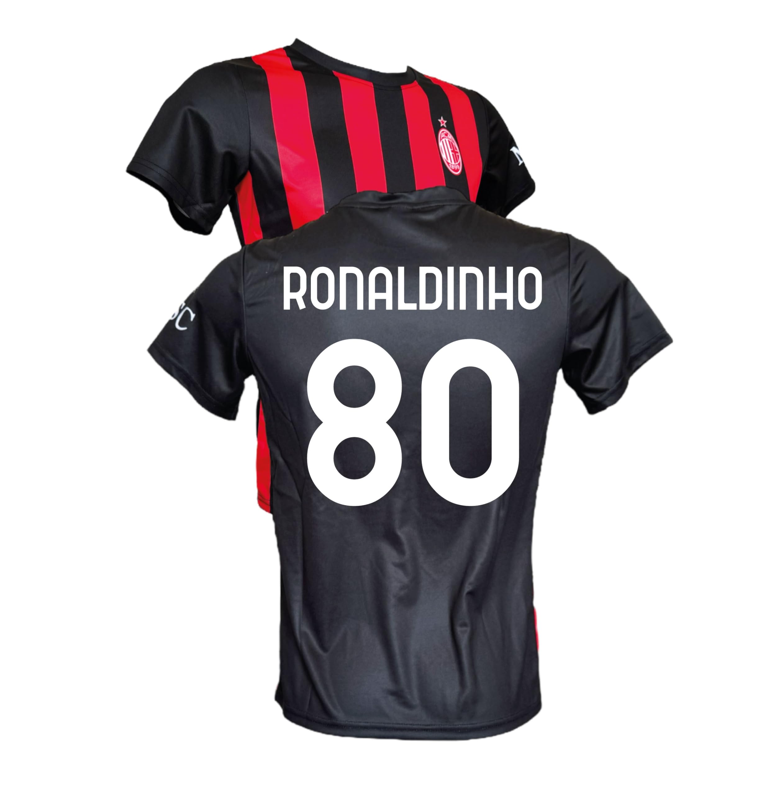 AC Milan Maglia Ronaldinho 80 Replica Ufficiale 2025/26, Rossonera a Strisce