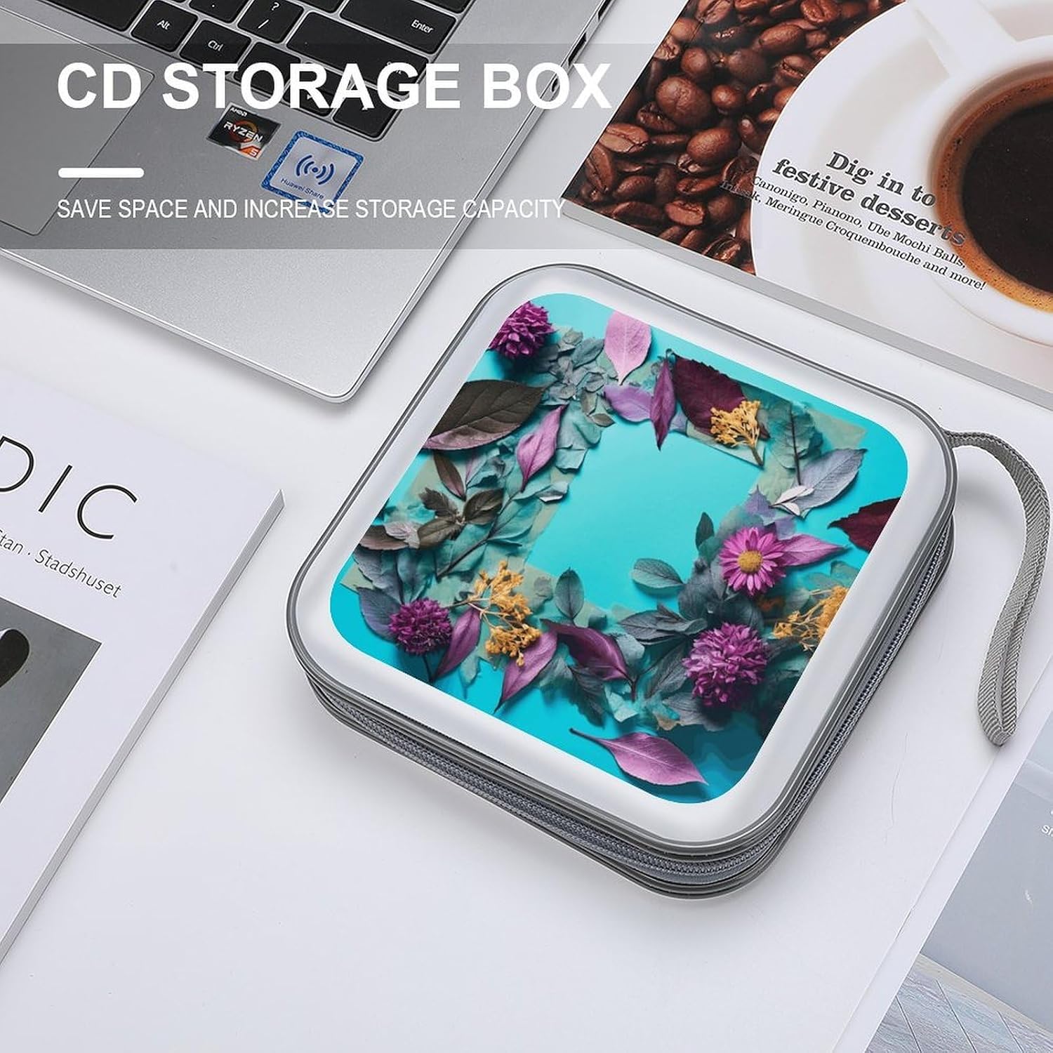 Frame of Flowers And Leaves CD Case CD Storage Box DVD Sleeves