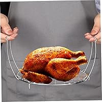 Vista 3 de Hemoton Cooking Rack with 2 Handles Stainless Steel Round Air Fryer Rack Steaming Rack for Baking Cooling Steaming Grilling 20. 8cm