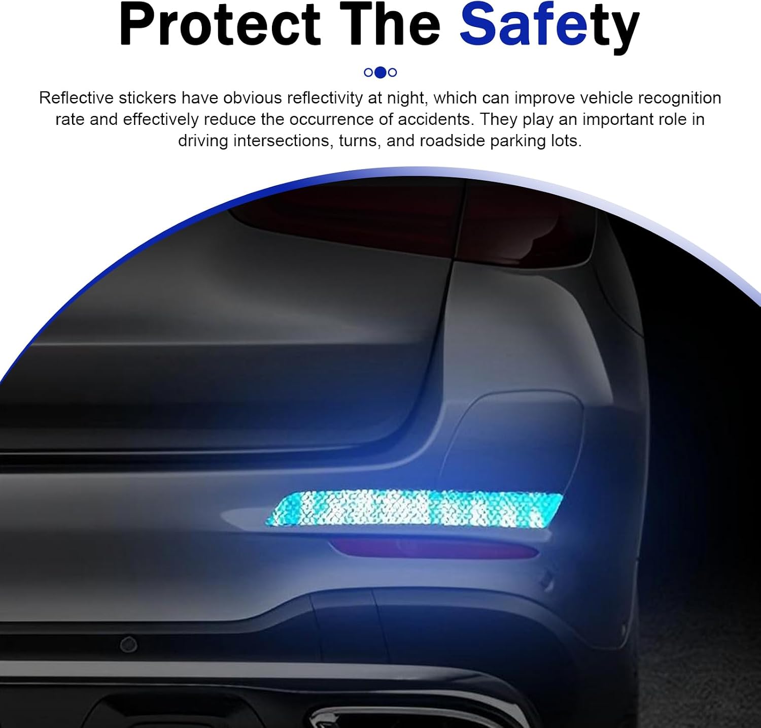 2 PCS Car Rear Bumper Reflective Strips, Night High Visibility Car Warning Sticker, Self-Adhesive Automotive Tail Trunk Safety Reflective Decals, Universal for Most Cars (Blue) image 4