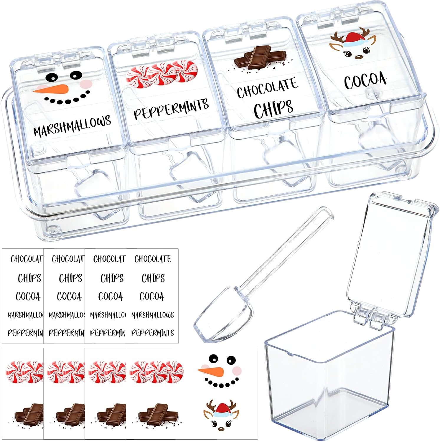 Hushee Christmas Hot Cocoa Bar Supplies Chocolate Bar Containers, Classic